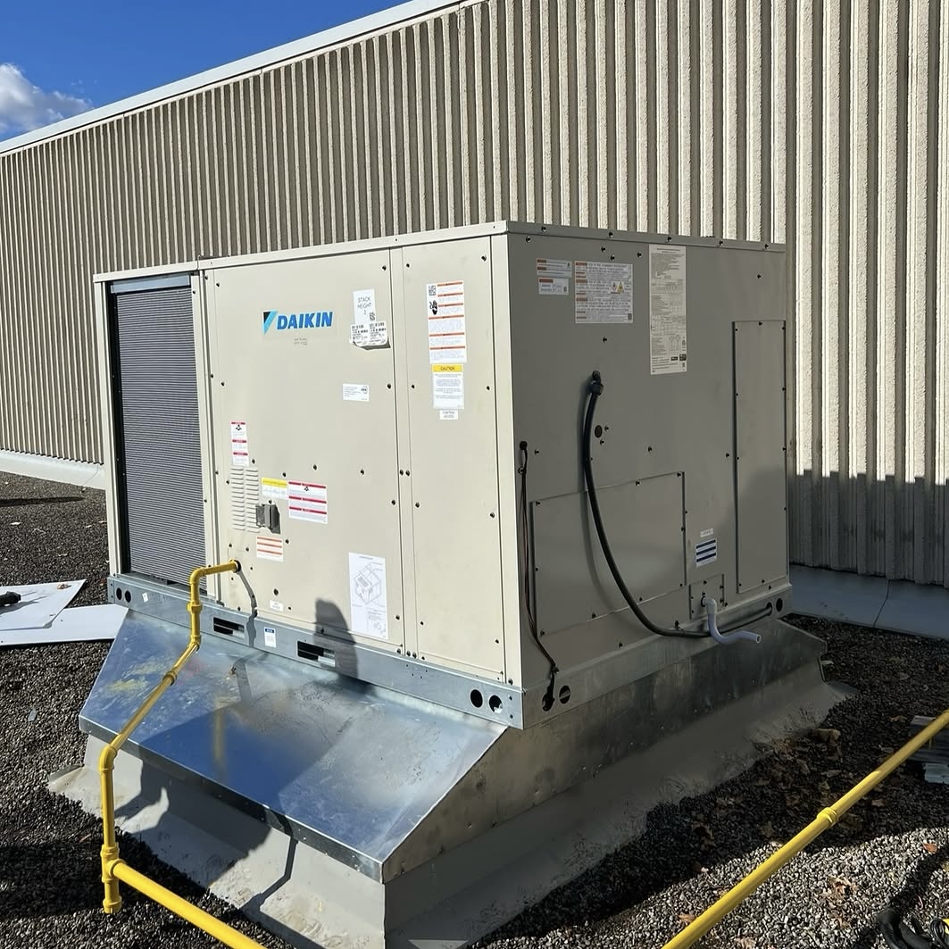 Commercial rooftop HVAC unit installed on a building